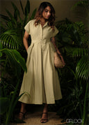 Pleated Shirt Dress - 210326