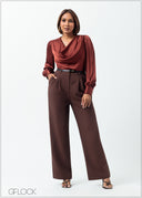 Bishop Sleeved Cowl Neck Top - 160625