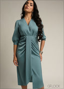Wrap Detail Midi Dress - 231026