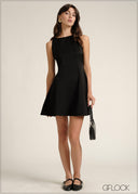 Boat Neck Mini Dress - 110526