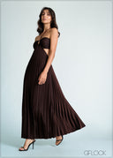Pleated Bustier Detail Maxi Dress - 170726