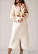 High Waist Midi Skirt With Slit - 150626