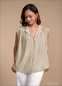 Camp Collar Sleeveless Top - 100425I