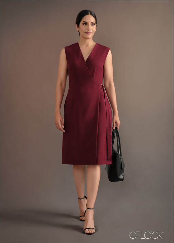 Sleeveless Tailored Midi Wrap Dress - 060524