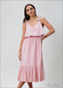 Strappy Frill Detailed Dress - 070425