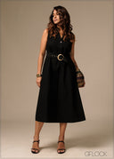 Midi Dress With Belt - 270326