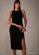 Cut-Out Detailed Bodycon Midi Dress - 160326