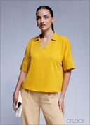 Short Sleeve Collared Top - 100425