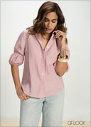 Textured Button-Down Top - 130826