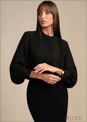 Lace Trim Pleated Top - 020226