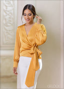 Long Sleeve Wrap Detail Top - 101123