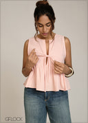 Sleeveless Tie Detailed Peplum Top - 301026