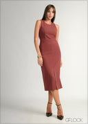 Sleeveless Slit Detailed Midi Dress - 160226