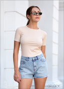 Short Sleeve Ribbed T-Shirt - 010124