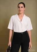 Short Sleeve Lapel Collar Shirt - 240424