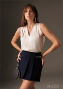 Pleat detailed v neck sleeveless satin top