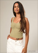 Front Ruched Rib Top - 161026