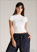 Short Sleeve Rib Top - 110626