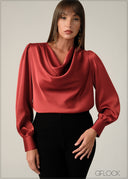 Bishop Sleeved Cowl Neck Top - 090326