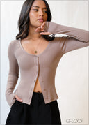 Button-Down Long Sleeve Top - 200226
