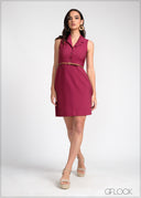 Lapel Collar Mini Dress - 240325