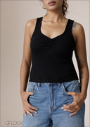Front Ruched Rib Top - 161026