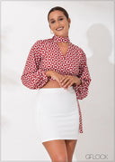 Mock-Wrap Tie Up Top - 090123