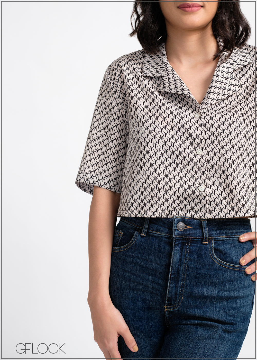 Camp Collar Crop Shirt - 190525