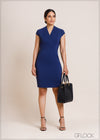 Cap Sleeve Dress With Front Panel - 080424