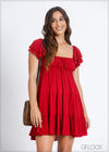 Ruffle Sleeve Tiered Dress - 290724