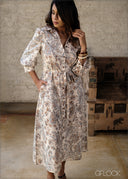 Puff Sleeve Printed Mini Dress - 100826