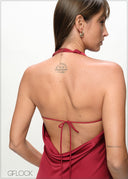 Trim Detail Halter Maxi Dress - 090226