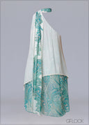 Aqua Hand Embroidered Scarf Top - 231125