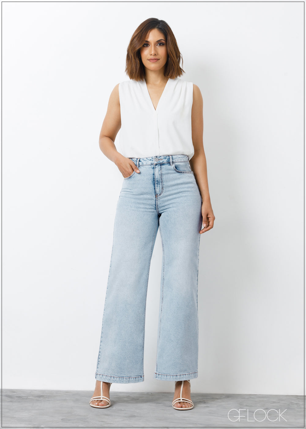 Wide Leg Moon Wash Jean - Short Length - 010624