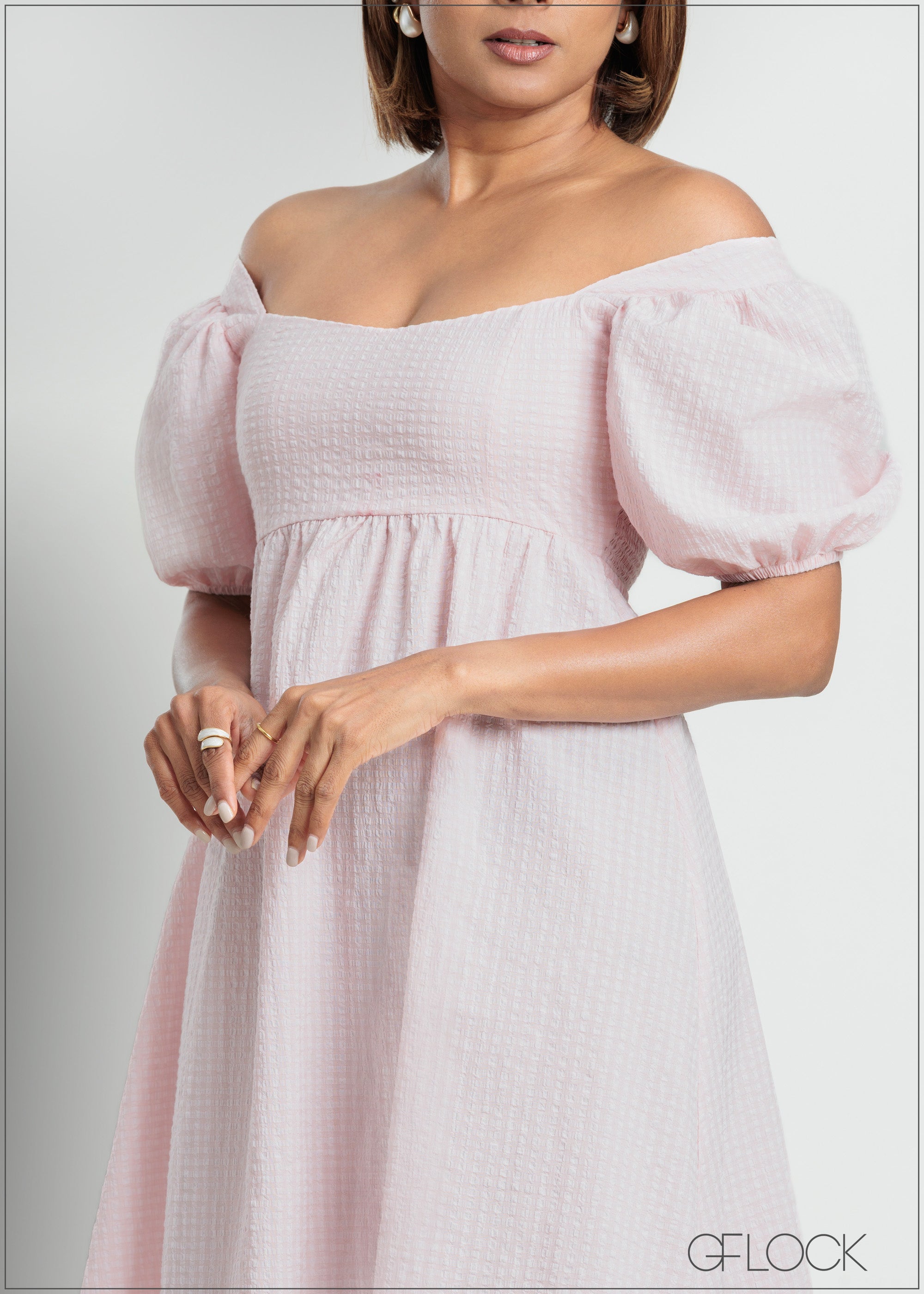 Puff Sleeve Mini Dress - 090725