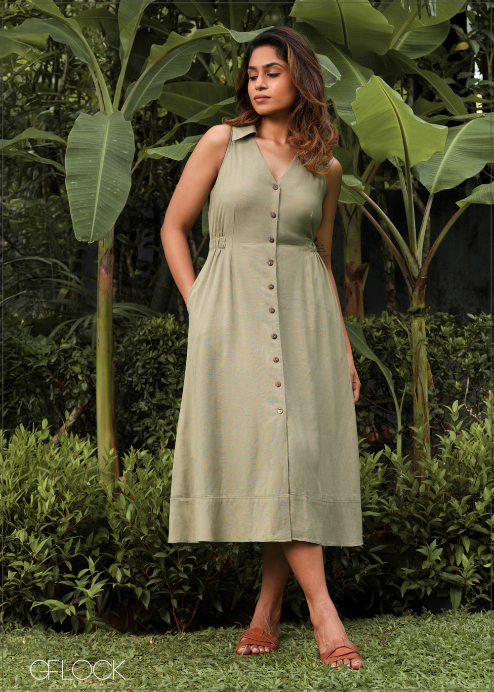 Button Down Waist Detailed Dress - 150925