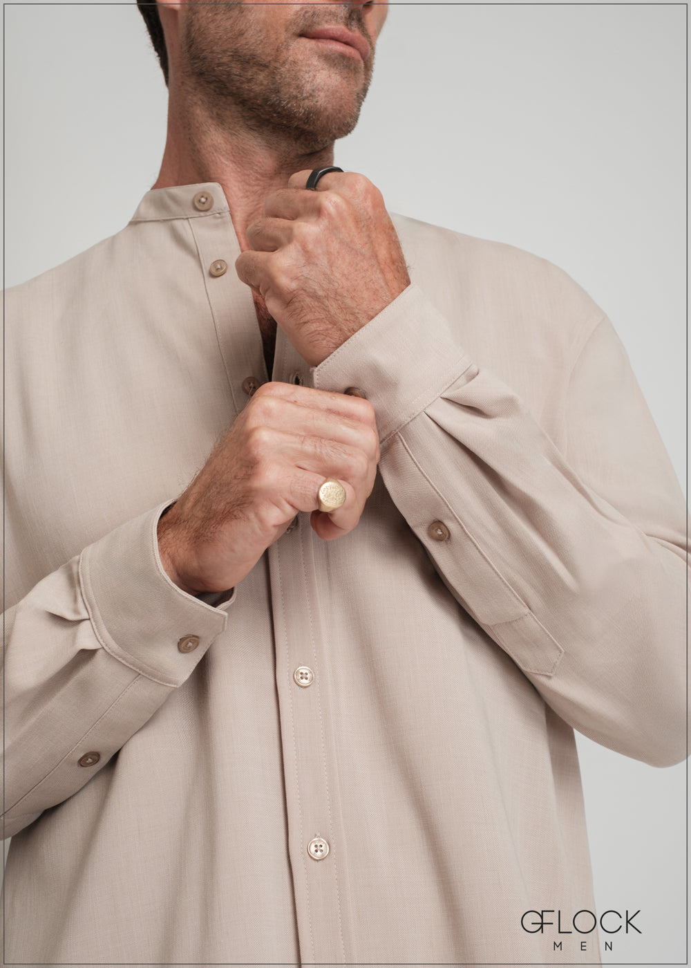 Stand-Up Collar Long Sleeve Shirt - 160725