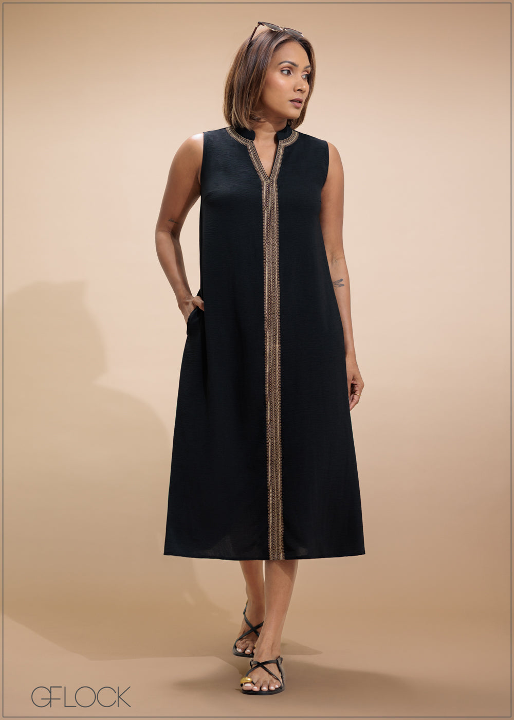 Embroidered Midi Dress - 230725