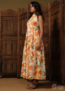 Pintuck Detail Printed Dress - 110426