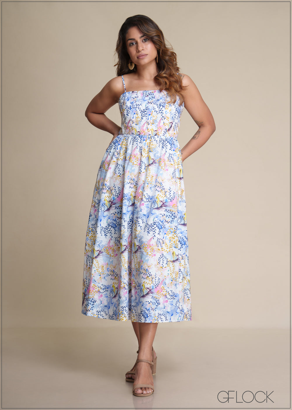 Front Pleated Midi Dress - 180825