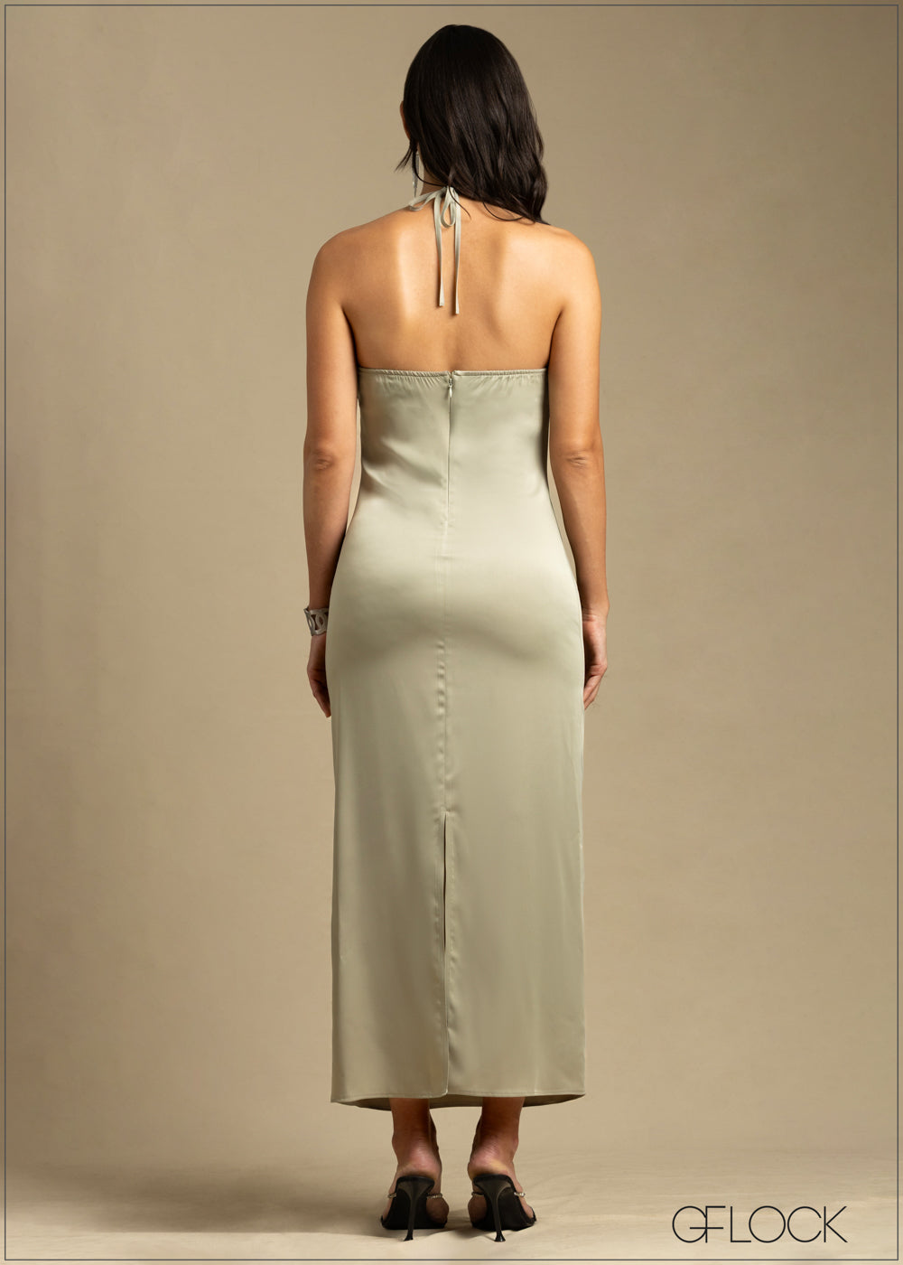 Neck Tie-Up Detailed Maxi Dress - 240925