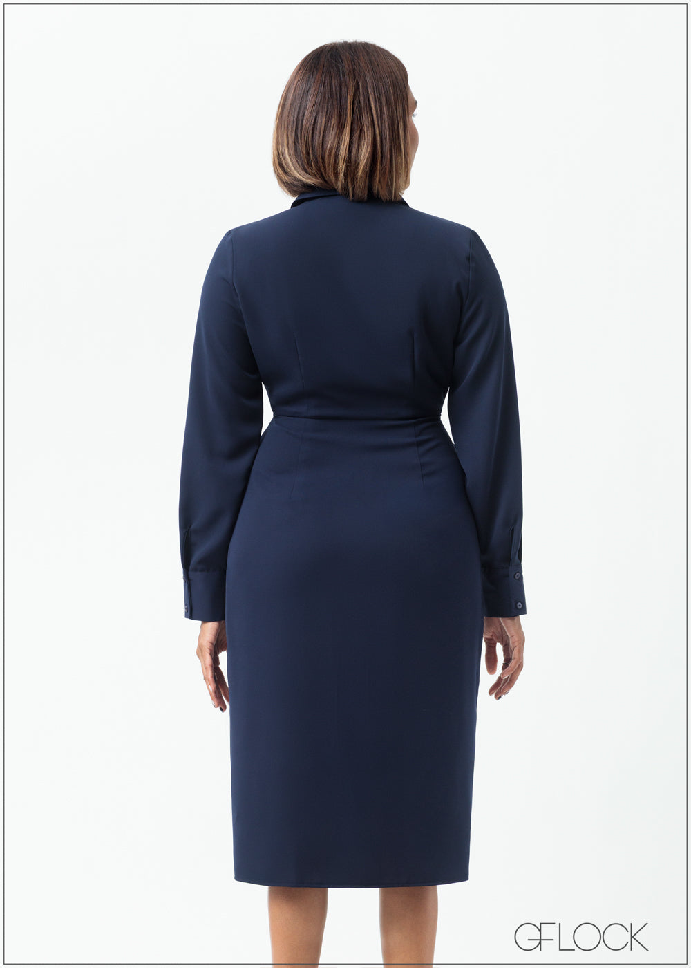 Button Down Wrap Detailed Midi Dress - 160625