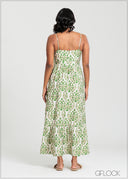 Gather Detailed Printed Dress - 140725