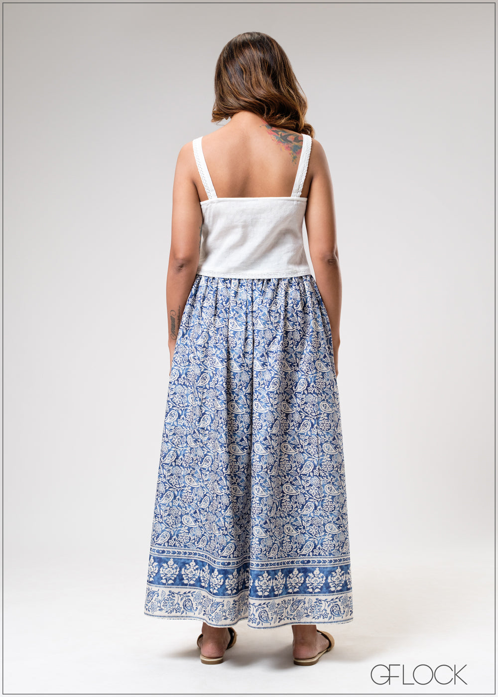 Border Print Maxi Skirt - 310725