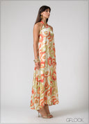 Gathered Neck Halter Dress - 090526
