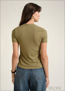 Button Down Rib T-Shirt - 030826