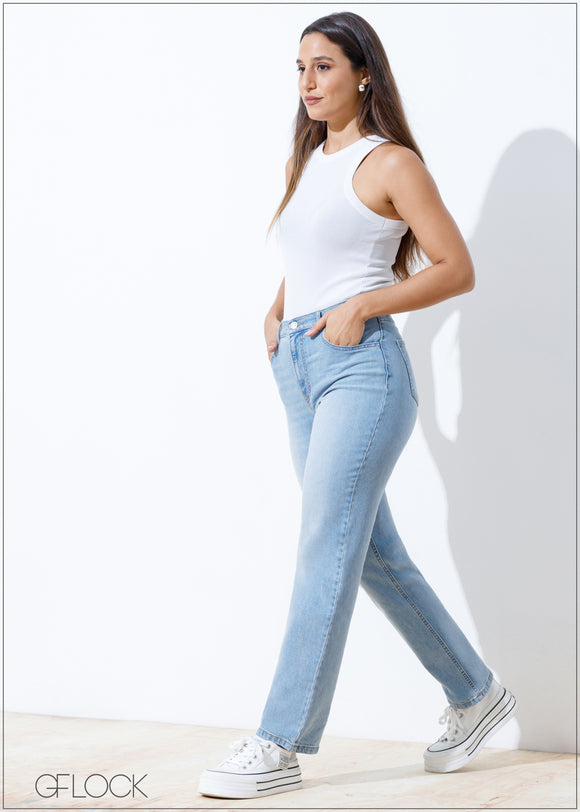 Light Wash Straight Leg Jean - Long Length - 110924