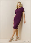 Short Sleeved Round Neck Bodycon Dress - 091223