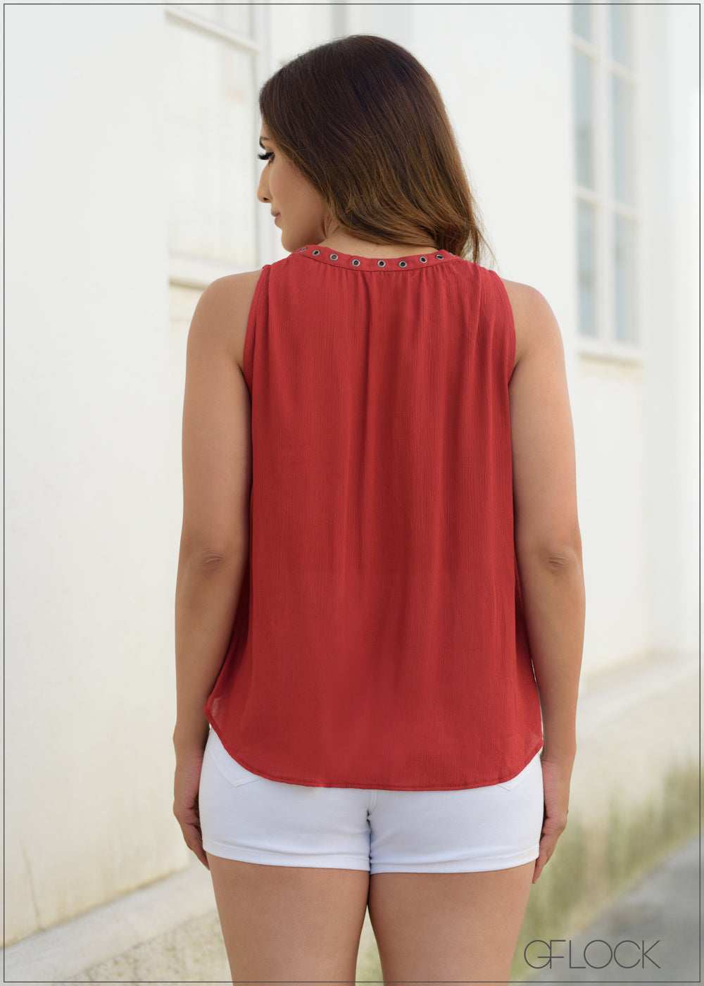 Sleeveless Eyelet Detail Top - 210823