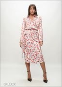 Printed Wrap Midi Skirt - 090226